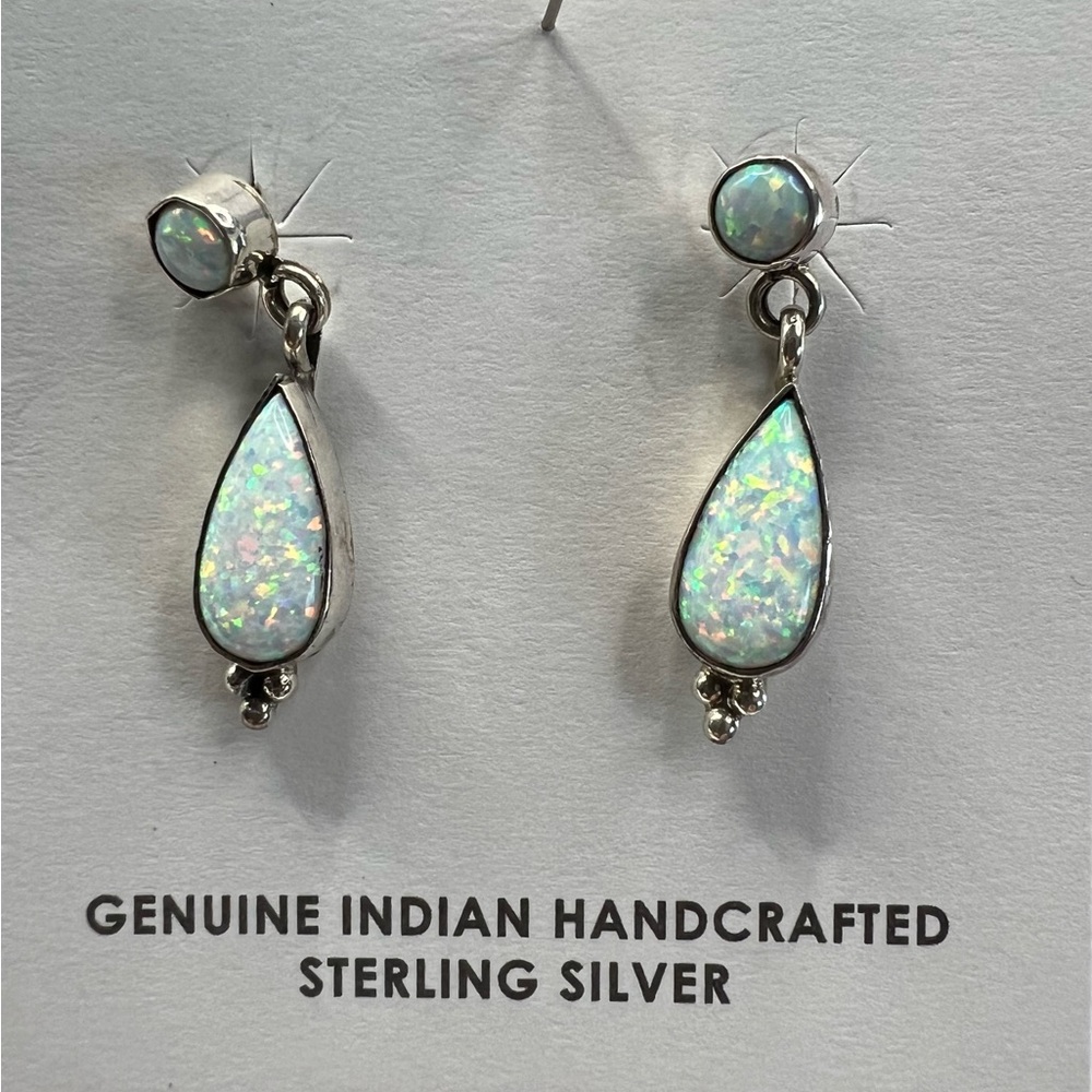Genuine Indian Handcrafted Silver Opal post Earrings